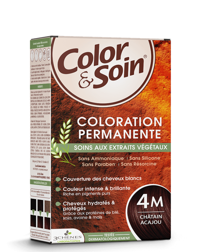 3 Chênes Color & Soin Coloration permanente 4M Châtain Acajou
